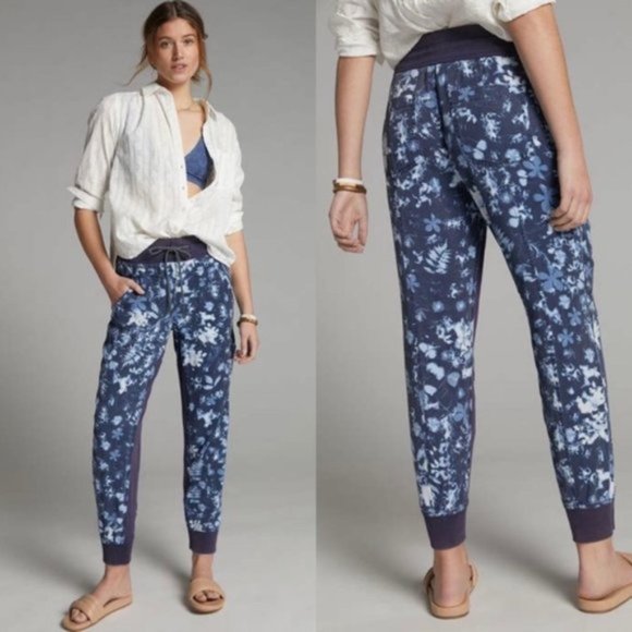 Anthropologie | The Nomad Joggers Navy Blue Tie Dye Bleach Floral Print New XS - Picture 15 of 16